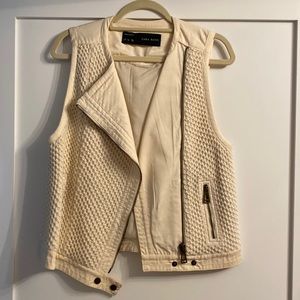 Zara - Cream “Biker” Vest w/ Crocheted Detailing, Size Medium
